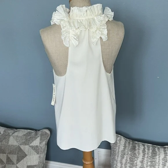 NWT Robbi & Nikki size small ivory ruffle top - Picture 3 of 7